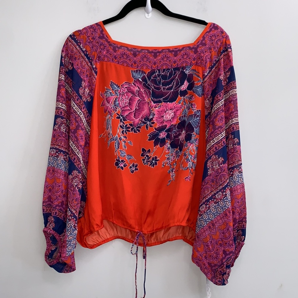 Free People Blue Nile Blouson Sleeves Pop
Combo Color Blouse - Picture 3 of 6